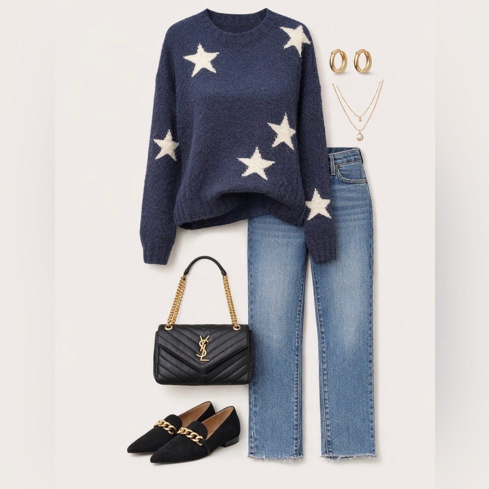 Rails Perci Navy Blue Star Sweater Size XS - Picture 3 of 11